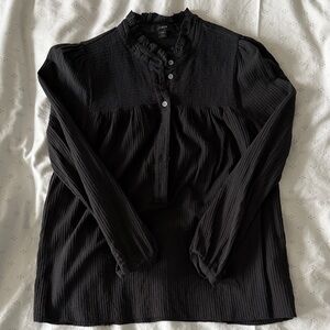 J. Crew Black Ruffled Blouse